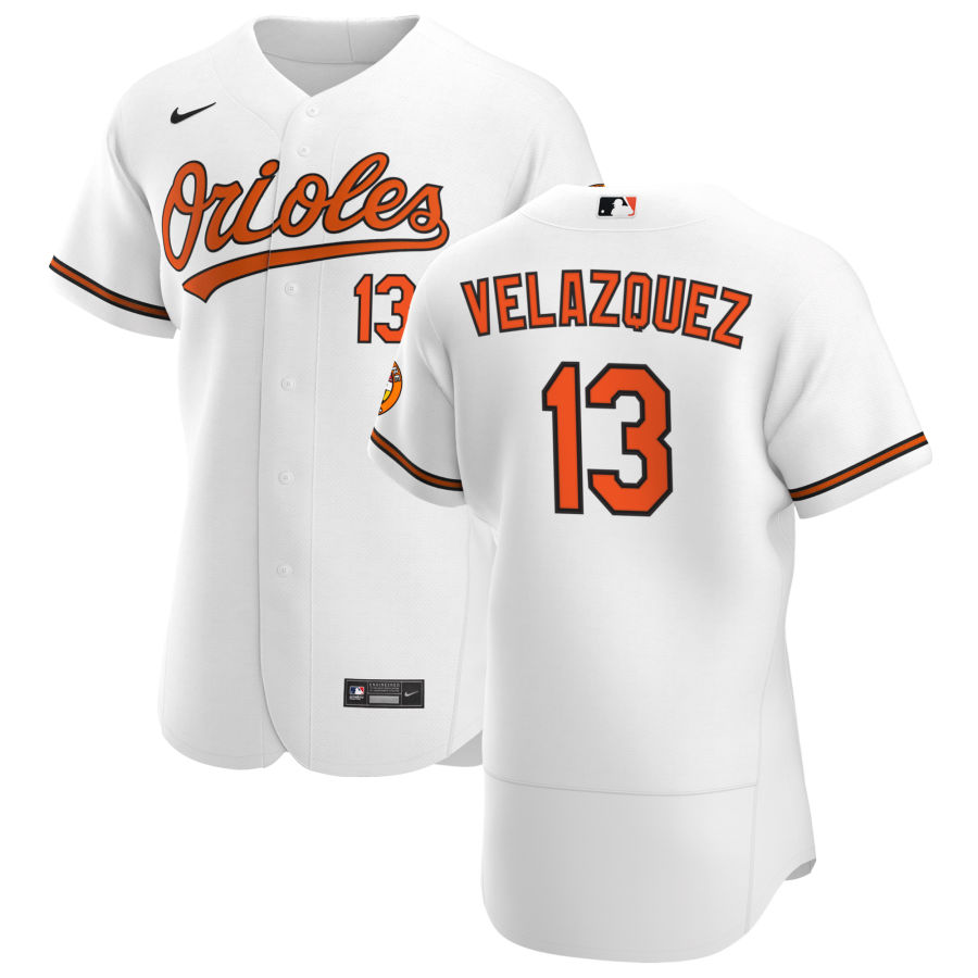 Baltimore Orioles 13 Andrew Velazquez Men Nike White Home 2020 Authentic Player MLB Jersey